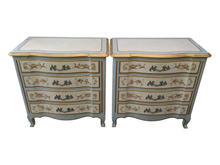 Load image into Gallery viewer, Vintage John Widdicomb Floral Embellished French Provincial Nightstands - a Pair