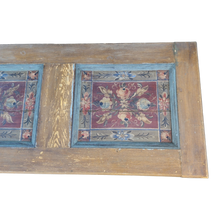 Load image into Gallery viewer, Antique Patinated German Trunk, Hand Painted with Floral Motif in Yellow, Red, and Blue