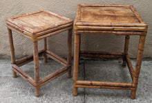 Load image into Gallery viewer, Vintage Bamboo Side Nesting Table Plant Stand Pair