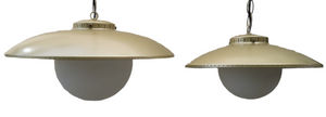 SOLD - Vintage Mid-Century Modern Atomic Ufo Gold Light Fixtures - a Pair
