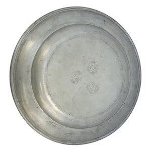 SOLD - Antique Mid 19th Century Pewter Charger Plate Marked I.B. Finck Enell Blockzinn