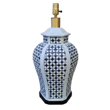 Load image into Gallery viewer, Vintage Navy Blue and White Chinoiserie Lamp