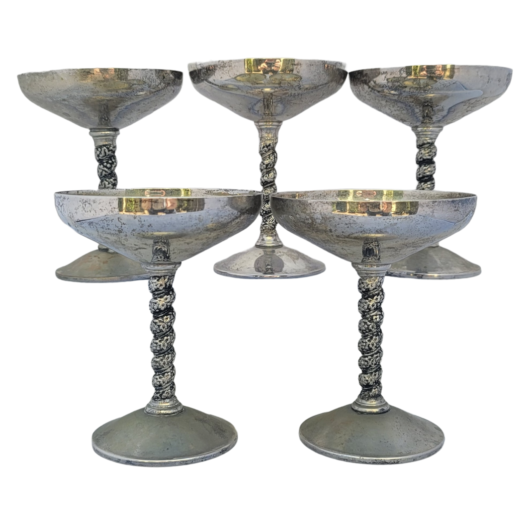 Vintage Beyca Silver Plated Champagne Coup Sherbert Cup Goblets - Set of 5