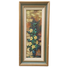 Load image into Gallery viewer, Vintage Mid-Century Modern Textured Blue and Green Floral Bouquet in Oil on Canvas