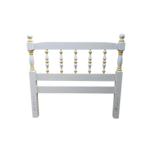Load image into Gallery viewer, Vintage White With Yellow Accent Twin Spindle Headboard