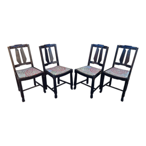 Antique Art Deco Era Angular Dining Chairs - Set of 4