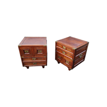 Load image into Gallery viewer, Vintage Anglo Indian Campaign Chest Nightstand End Tables - a Pair