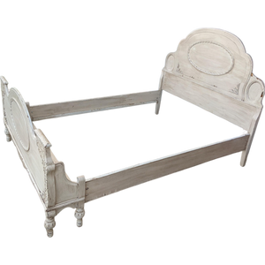 Vintage Country French Shabby Chic Painted Gray Full Bed Frame