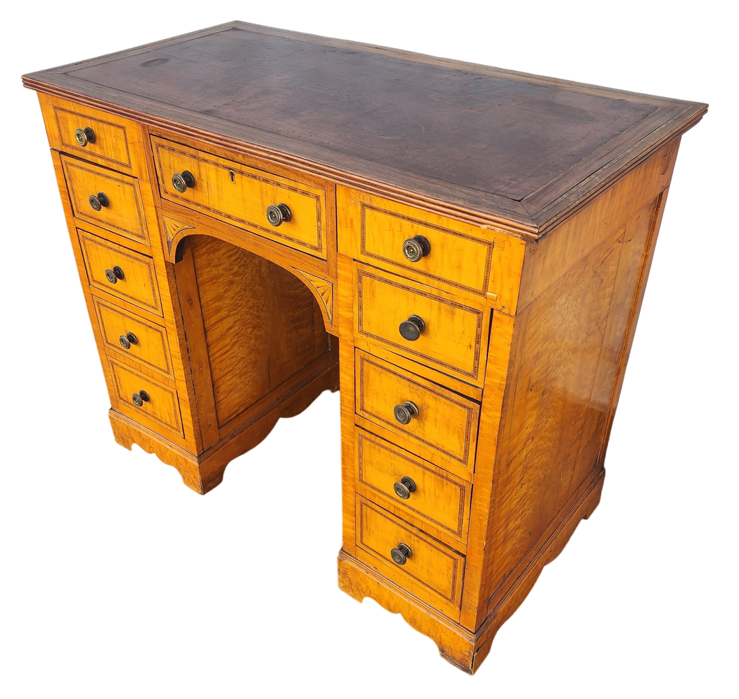 Antique Birdseye Wavy Maple Pedestal Desk