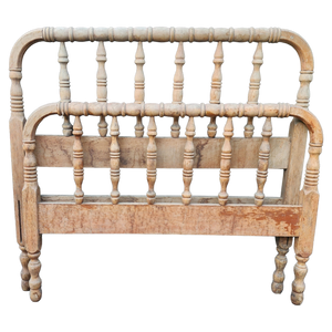 SOLD - Vintage Twin Sized Turned Wood Jenny Lind Style Spindle Spool Headboard And Footboard For Refinishing Or Customization