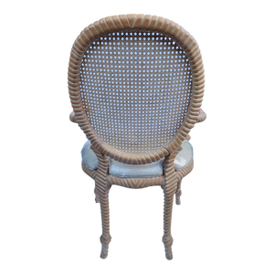Vintage Rope Knot Woven Cane Back Dining Captain's Chair or Armchair from Andre Originals of Brooklyn