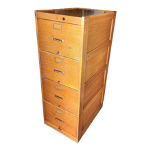 Load image into Gallery viewer, Antique Quartersawn Golden Tiger Oak 4 Drawer Filing Cabinet