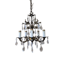 Load image into Gallery viewer, Vintage Petite 5-Arm Crystal Embellished Spanish Chandelier