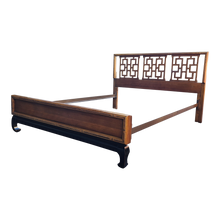 Load image into Gallery viewer, Vintage Queen Chinoiserie Asian Style Cherry Wood Bed With Ming Legs