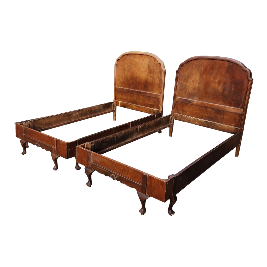 Vintage French Provincial Twin Beds for Restoration and Customization - a Pair