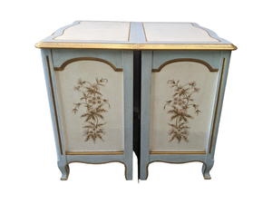 Vintage John Widdicomb Floral Embellished French Provincial Nightstands - a Pair