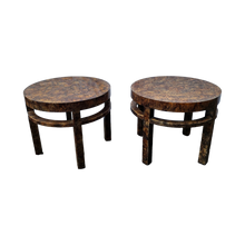 Load image into Gallery viewer, Vintage Henredon Cylindrical Modern Faux Burl Side Tables - a Pair