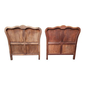 Antique Quartersawn Tiger Oak Victorian Louis XIV Style French Twin Sized Headboards and Footboards - a Pair