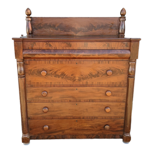 Antique Flame Mahogany Empire Chest of Drawers