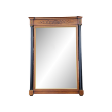 Load image into Gallery viewer, Vintage Black And Finished Wood Neoclassical Column Flanked Wall Mirror - at EclecticCollective.com - Thumbnail