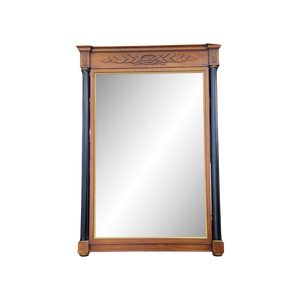 Vintage Black And Finished Wood Neoclassical Column Flanked Wall Mirror - at EclecticCollective.com - Thumbnail