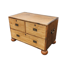 Load image into Gallery viewer, Antique Primitive Bun Footed Campaign Chest In Natural Finish - at EclecticCollective.com - Thumbnail