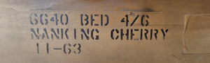 Vintage Queen Chinoiserie Asian Style Cherry Wood Bed With Ming Legs