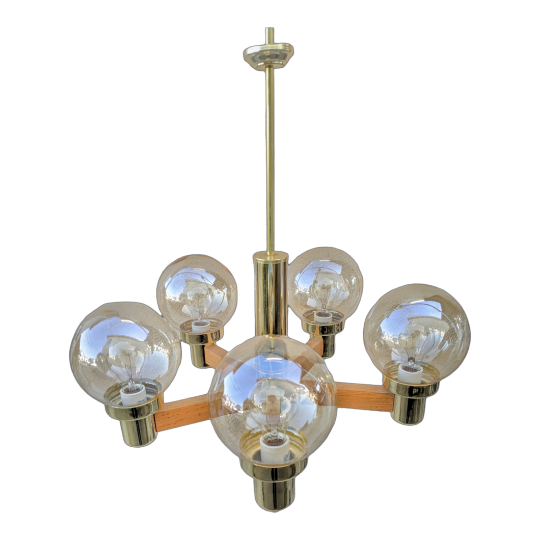 Vintage Mid-century Modern Postmodern 5 Arm Bubble Chandelier - Main Product Photo - EclecticCollective.com