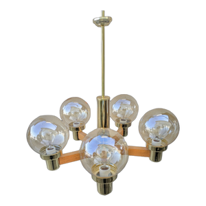 Vintage Mid-century Modern Postmodern 5 Arm Bubble Chandelier - Main Product Photo Thumbnail - EclecticCollective.com