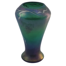 Load image into Gallery viewer, Antique Poschinger Art Nouveau Bohemian Glass Emerald Green Vase