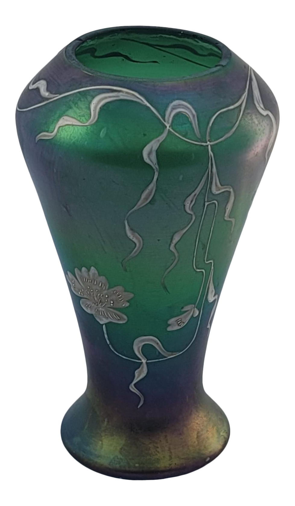Antique Poschinger Art Nouveau Bohemian Glass Emerald Green Vase