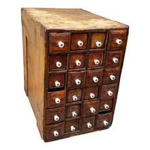 Load image into Gallery viewer, SOLD - Antique Primitive Early American Patinated Apothecary Cabinet With Porcelain Handles