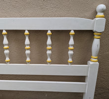 Load image into Gallery viewer, Vintage White With Yellow Accent Twin Spindle Headboard