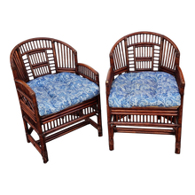 Load image into Gallery viewer, Vintage Bamboo And Woven Cane Armchairs In The Style Of Brighton Pavillion - A Pair - Main Product Photo - EclecticCollective.com