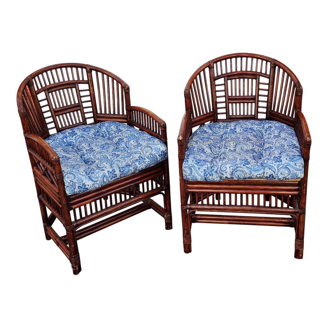 Vintage Bamboo And Woven Cane Armchairs In The Style Of Brighton Pavillion - A Pair - Main Product Photo - EclecticCollective.com