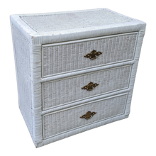 Load image into Gallery viewer, Coastal Colonial White Wicker Chest of Drawers
