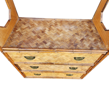 Load image into Gallery viewer, Vintage Woven Wicker and Bamboo Etagere With Drawers