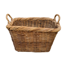 Load image into Gallery viewer, Coastal Boho Chic Woven Rattan Handled Basket