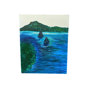 COMING SOON - Contemporary Primitive Seascape Painting with Sailboat