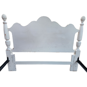 Vintage Patinated White Painted Queen Sized Pineapple Poster Bed from Thomasville