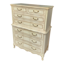 Load image into Gallery viewer, Vintage Cream White French Provincial Tallboy Dresser - Main Product Photo Thumbnail - EclecticCollective.com