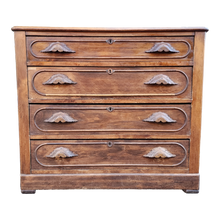 Load image into Gallery viewer, Antique Victorian Dresser With Carved Wood Leaf Motif Handles