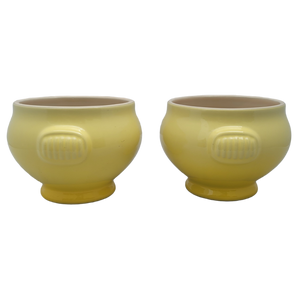 Early 21st Century Yellow Fade Ombre Le Creuset Stoneware Handled Soup Bowls- a Pair