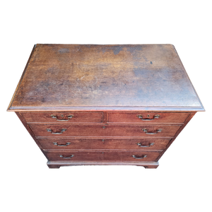 Antique Quartersawn Tiger Oak Primitive Flat Front Dresser Chest of Drawers