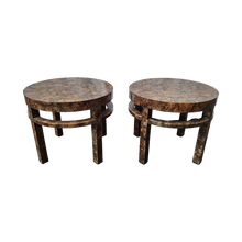 Load image into Gallery viewer, Vintage Henredon Cylindrical Modern Faux Burl Side Tables - a Pair