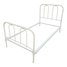Load image into Gallery viewer, Vintage Patinated Cream White Iron Bed Frame