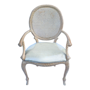 Vintage Rope Knot Woven Cane Back Dining Captain's Chair or Armchair from Andre Originals of Brooklyn