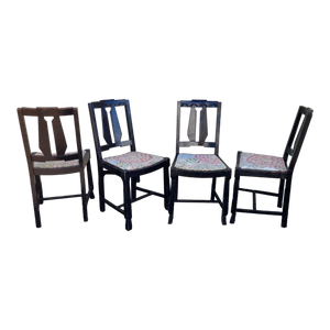 Antique Art Deco Era Angular Dining Chairs - Set of 4