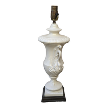 Load image into Gallery viewer, Vintage White Ceramic Swan Handled Urn Lamp