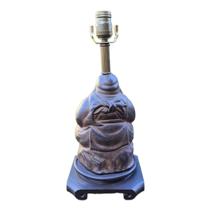 Vintage Cast Iron Happy Fisherman Buddha Table Lamp